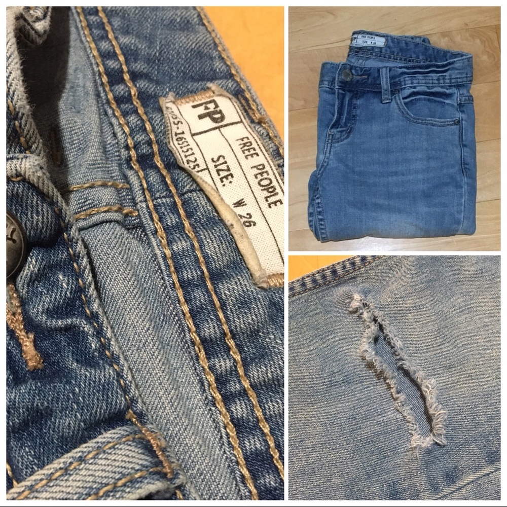Free people skinny ankle distressed jeans size 26